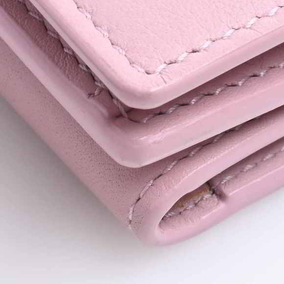 Saint Laurent Leather Tiny Wallet Tri-fold Compact Wallet Pink - Picture 3 of 8